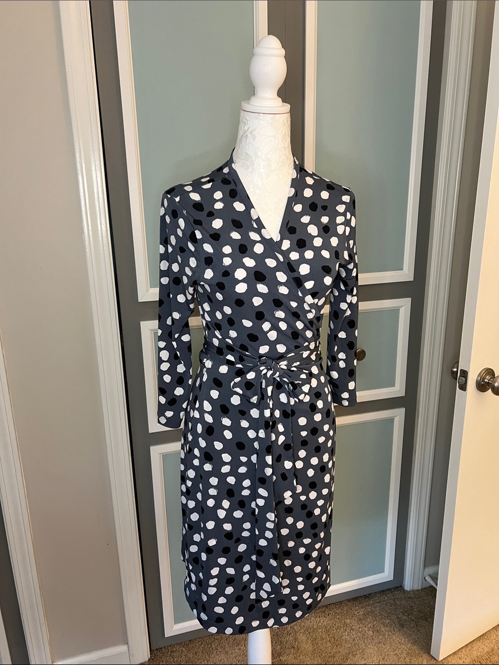Banana Republic Navy Polka Dot Wrap Dress